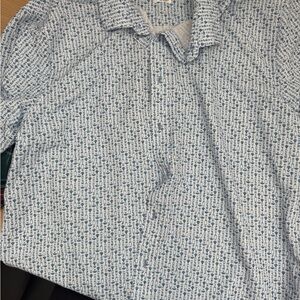 Greg Norman Tequila Button-Up Shirt in White and Blue